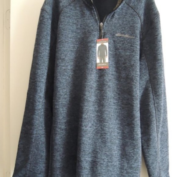Mens Fleece Top Size XL Eddie Bauer Radiator 1/4 Zip Navy Heather Pullover NWT - Picture 8 of 9